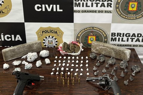 Polícia desarticula quadrilha e apreende armas e drogas em Serafina Corrêa